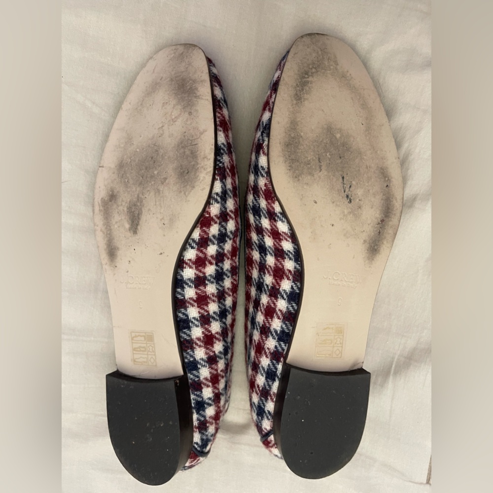 J. CREW Charlie Tassel Loafers Burgandy, White & Navy Blue Tweed Houndstooth 🎉 - Picture 4 of 15